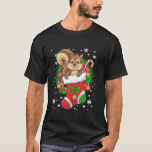 Camiseta Noite Engraçado das Luzes Xmas no Natal do Esquilo