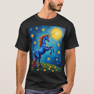 Camiseta Noite Estrelada de Unicórnio Fofo (1)