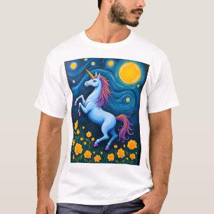 Camiseta Noite Estrelada de Unicórnio Fofo (3)