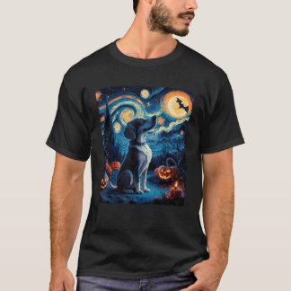 Camiseta Noite Estrelada de Van Gogh Cachorro Abóboras Morc