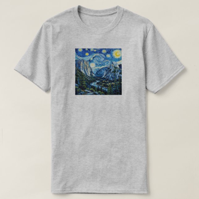 Camiseta Noite Estrelada Parque Nacional de Yosemite (Frente do Design)