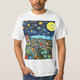 Camiseta Noite estrelada sobre a aldeia