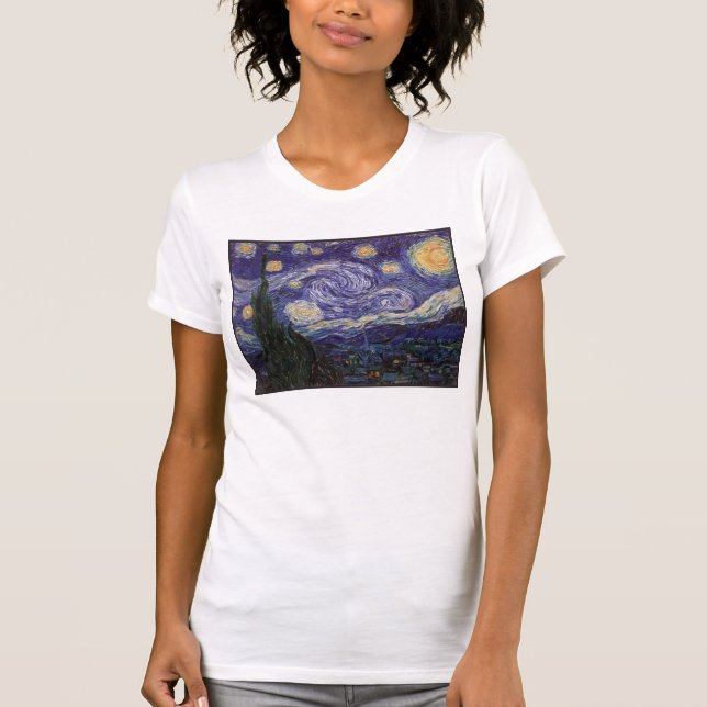 Camiseta Noite Estrelada, Van Gogh Cidade Francesa Saint Re (Frente)