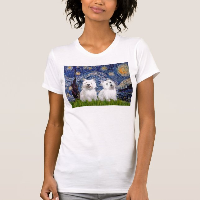 Camiseta Noite Estrelada - Westies (dois) (Frente)