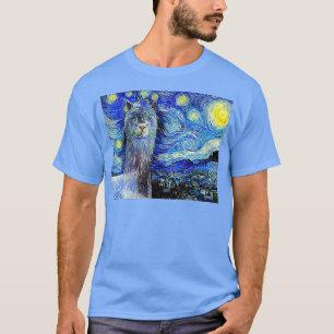 Camiseta Noite Funny Starry Vincent Van Gogh Alpaca Llama