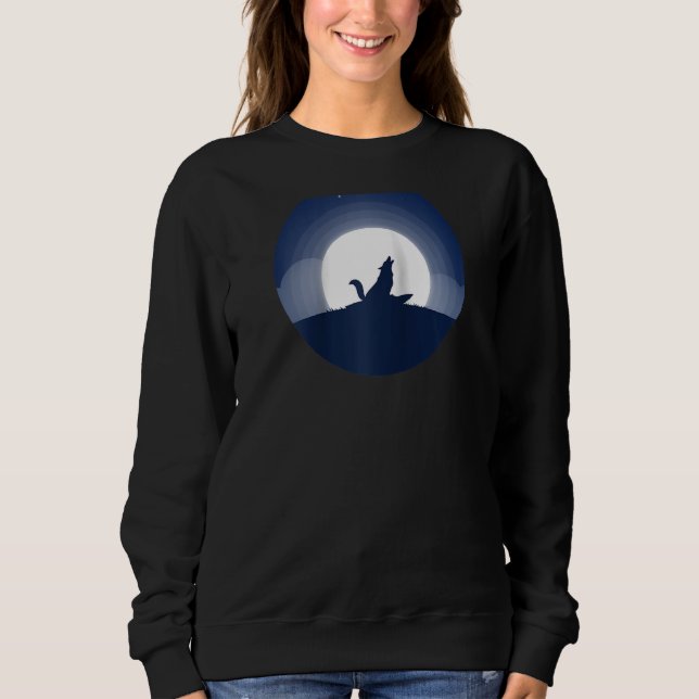 Camiseta Noite-Lua Floresta Florestal Predadora Howling (Frente)
