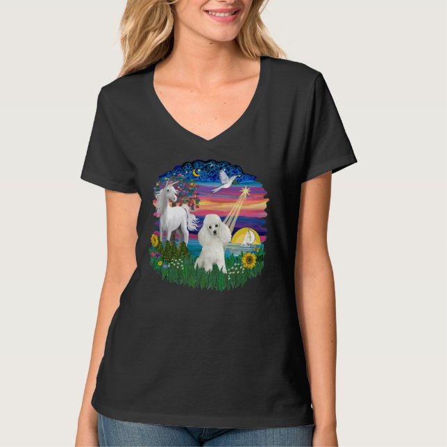 Camiseta Noite Mágica com Poodle Branca Miniatura (Frente)