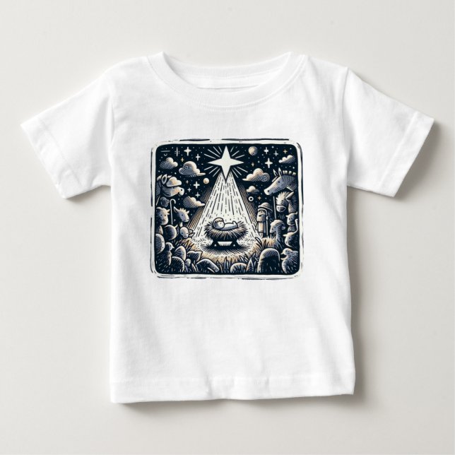 Camiseta Noite Santa Natividade: Arte de Contraste (Frente)