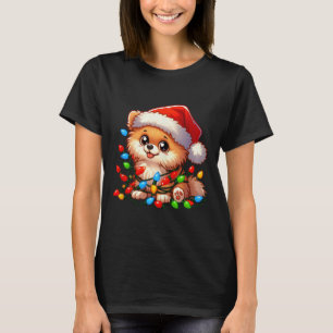 Camiseta Noites de Natal da Pomerânia Cão Engraçado Natal