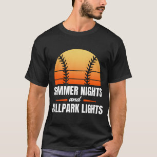 Camiseta Noites De Verão E Ballpark Luzes De Baseball Day D