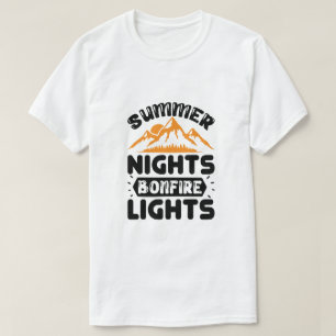 Camiseta Noites de Verão Luzes da Fogueira Ao Ar Livre Acon