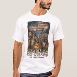 Camiseta Noites do Sul 1776 Nashville Guitar Whiskey.