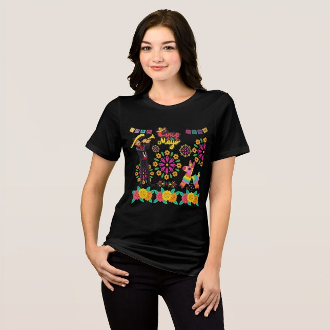 Camiseta Noites mágicas de mariachi pretas (Frente Completa)