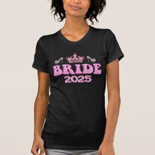 Camiseta noiva 2025 coroa rosa estilo retro