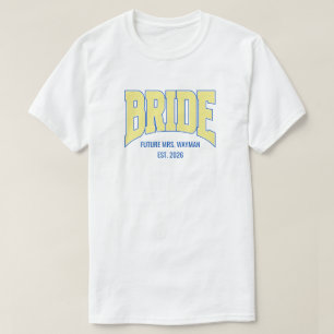 Camiseta Noiva + Amarelo Brilho Falso BRIDE Noivado Vestido