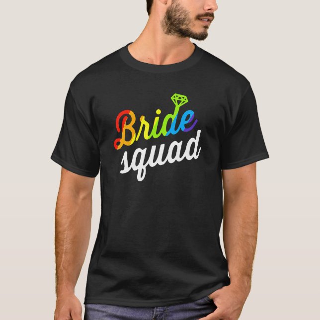Camiseta Noiva Bandeira do Arco-íris Lgbt Festa de Despedid (Frente)