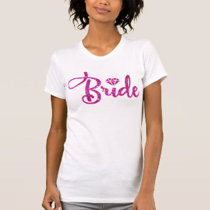 Camiseta Noiva brilho rosa Chuveiro de noiva festa casament