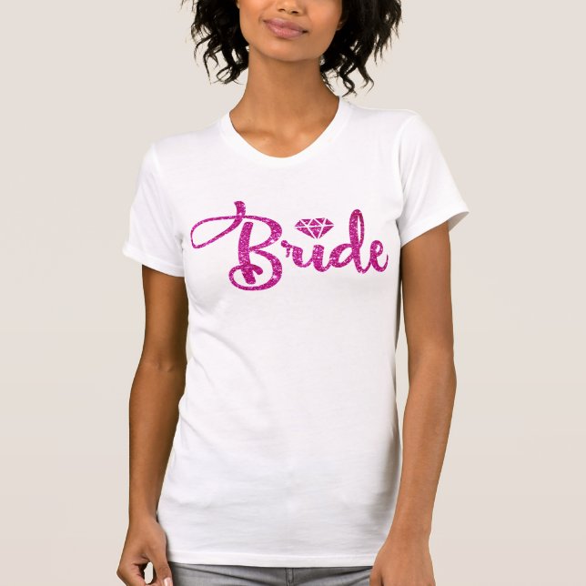 Camiseta Noiva brilho rosa Festa de despedida de solteira c (Frente)