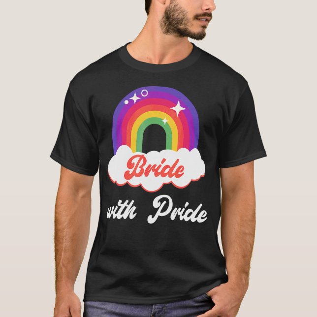 Camiseta Noiva com Casamento Lésbico de Orgulho (Frente)