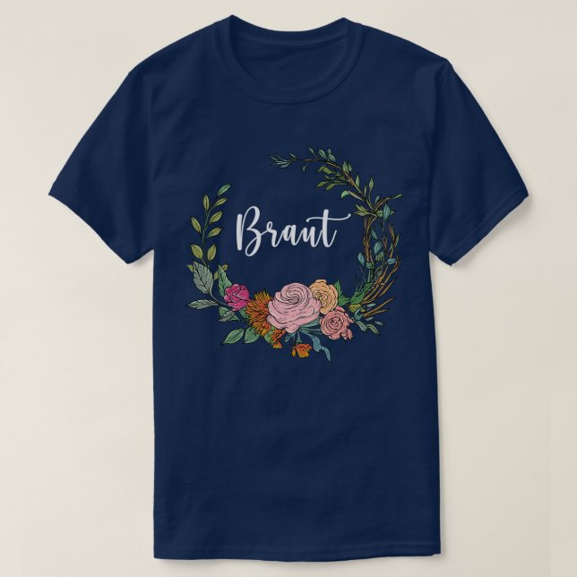 Camiseta Noiva com grinalda floral casamento estilo boho eu (Frente do Design)