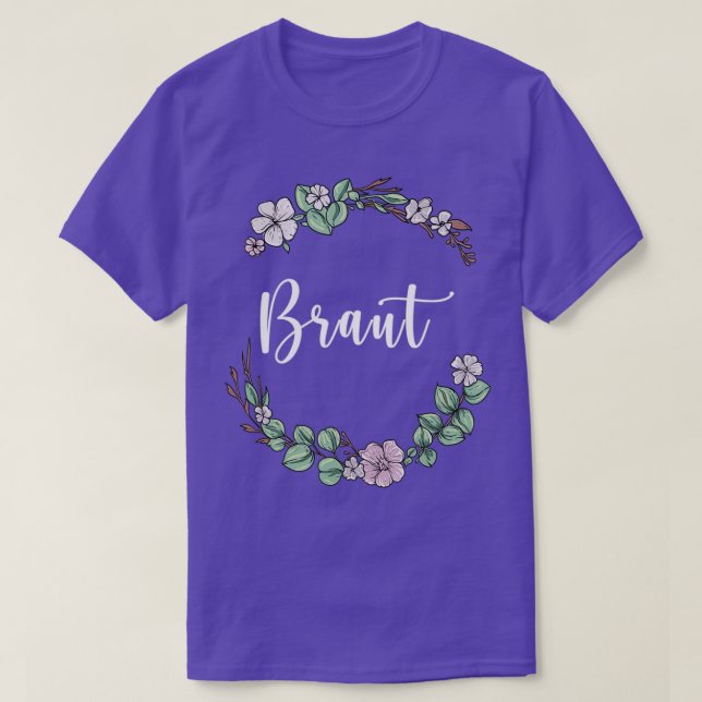 Camiseta Noiva com grinalda floral casamento estilo boho eu (Frente do Design)