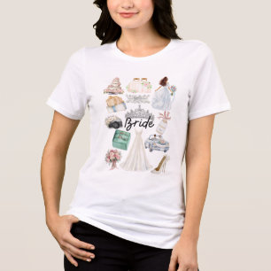Camiseta NOIVA com Imagens de Casamento em Aquarela Suave T