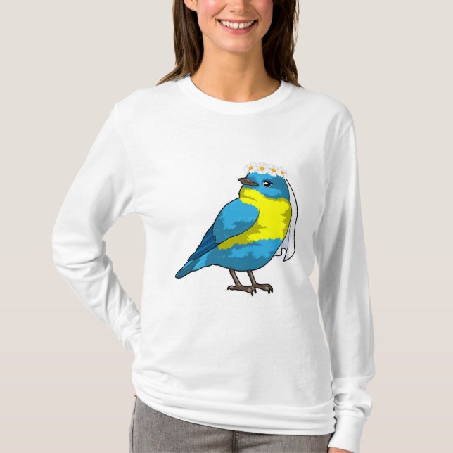 Camiseta Noiva como um Pássaro com Coroa de flores (Frente)