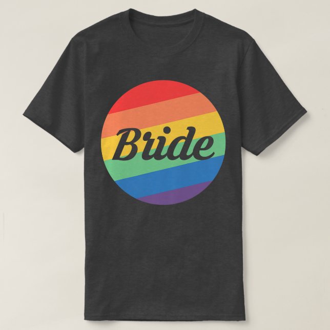 Camiseta Noiva Cores Arco-Íris Mulheres LGBT Premium  (Frente do Design)