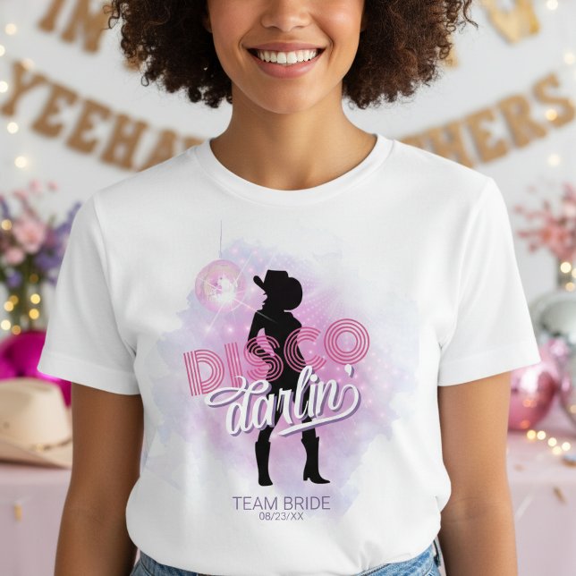 Camiseta Noiva da Equipe da Solteirona Disco Darlin' ID928  (Criador carregado)