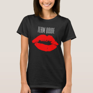 Camiseta Noiva da Equipe Damas de Honra Nome Lábios Vermelh