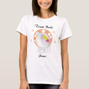 Camiseta Noiva da Equipe Esboço à Mão Personalizável