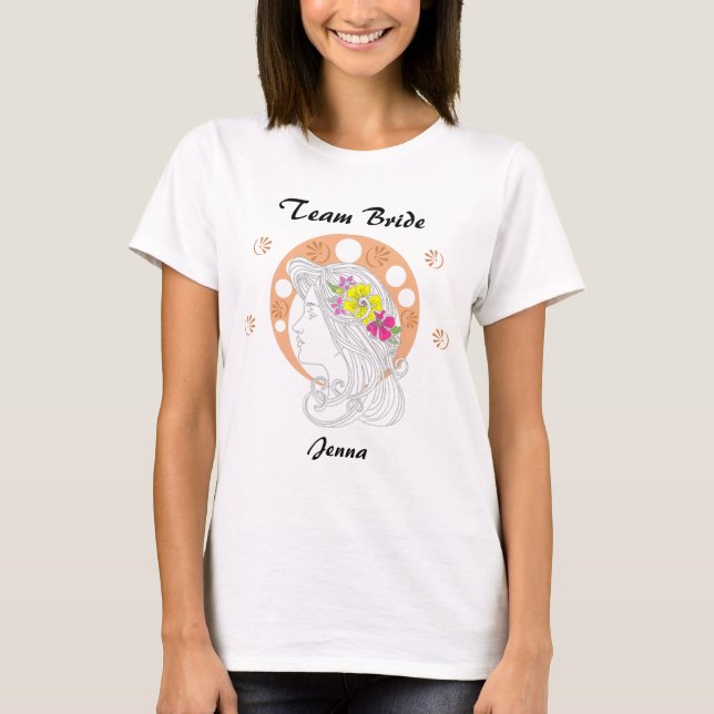 Camiseta Noiva da Equipe | Esboço à Mão Personalizável (Frente)