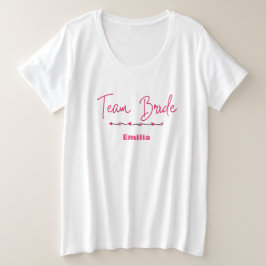 Camiseta Noiva da equipe moderna, Pink Heart Bridal