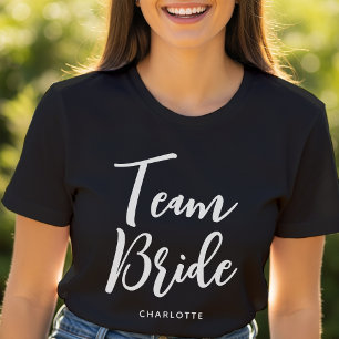 Camiseta Noiva da Equipe Nome Personalizado Casamento Preto