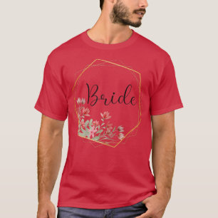 Camiseta Noiva da Mulher Festa do Galo Flores Vermelhas Noi