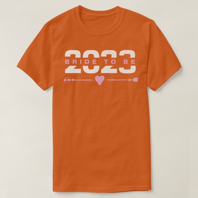 Camiseta Noiva de 2023 Letras Rosa Engajamento  (Frente do Design)
