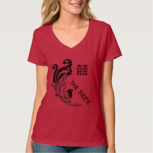 Camiseta Noiva de Casamento da Felicidade Dupla Moderna Phe
