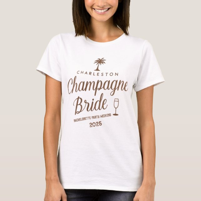 Camiseta Noiva de Champanhe de Charleston | Despedida de So (Frente)