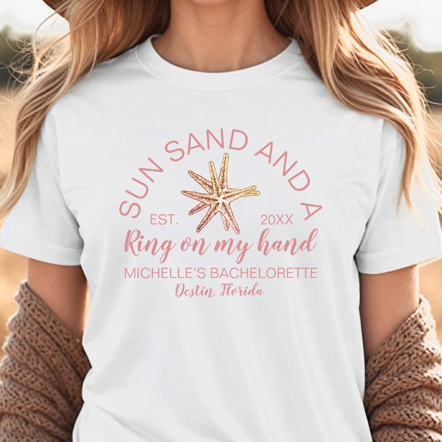 Camiseta Noiva de Despedida de Solteira na Praia Desenhada  (Criador carregado)