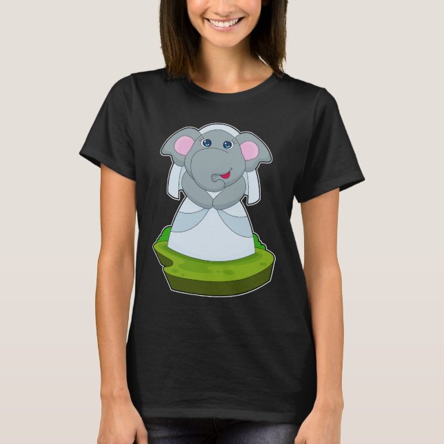 Camiseta Noiva de Elefante Véu de Noiva (Frente)