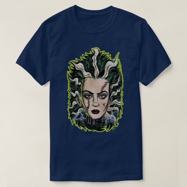 Camiseta Noiva de Frankenstein Animação de Terror Pop Surre (Frente do Design)