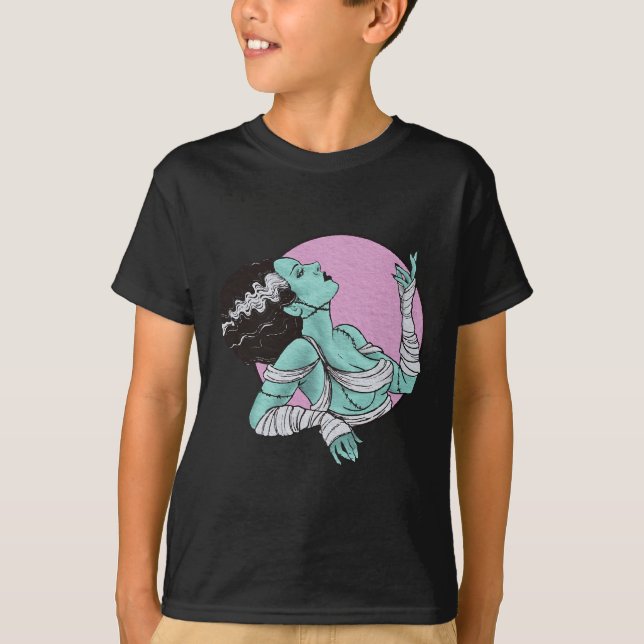 Camiseta Noiva De Frankenstein Halloween Retro Pink (Frente)