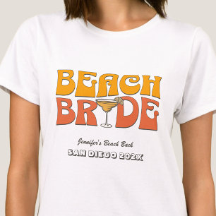 Camiseta Noiva de Praia do Retro Groovy Beach Festa de solt