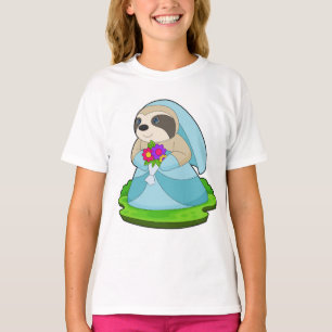 Camiseta Noiva de Preguiça Buquê de flores Casamento