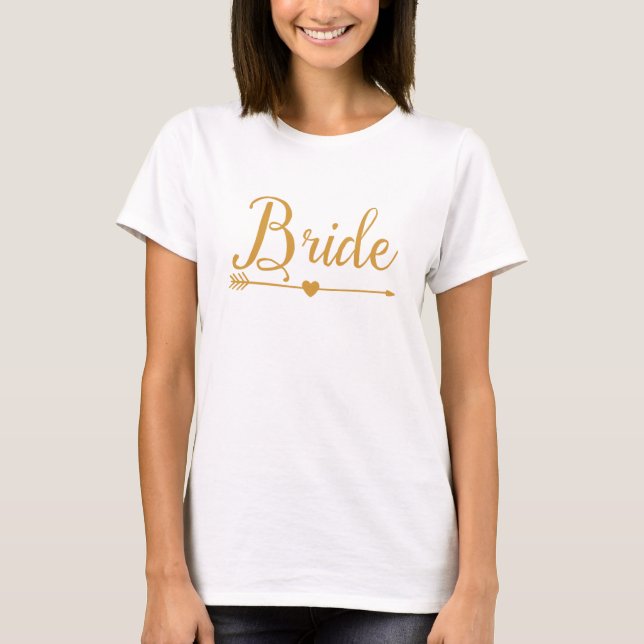 Camiseta Noiva Dourada com flecha no coração (Frente)