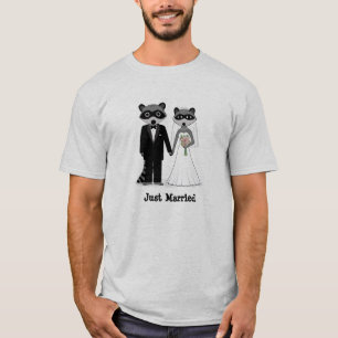 Camiseta Noiva e Noivo de Mapaches com Texto Personalizado