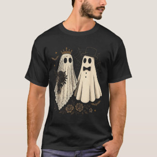 Camiseta Noiva e Noivo Fantasmas Assustadores Casamento de 