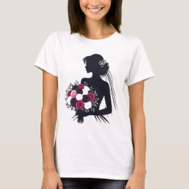 Camiseta Noiva Elegante com Buquê Floral