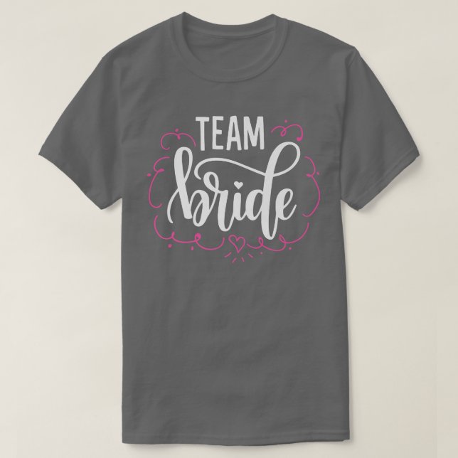 Camiseta Noiva Equipe  Coração Rosa  (Frente do Design)
