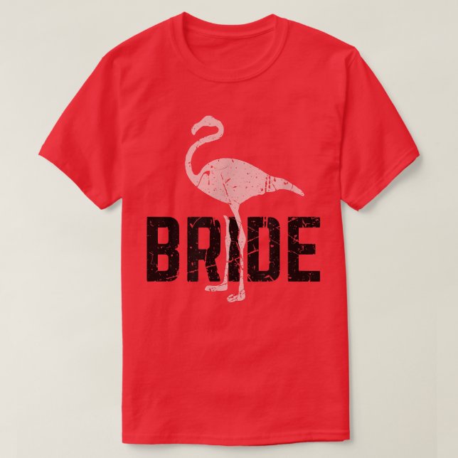 Camiseta Noiva Flamingo Retro Cute Bridesmaid Bachelorette (Frente do Design)